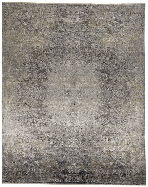 4' X 5' Tan And Gray Oriental Distressed Area Rug